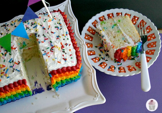 Rainbow Cake :: Recipe on HoosierHomemade.com