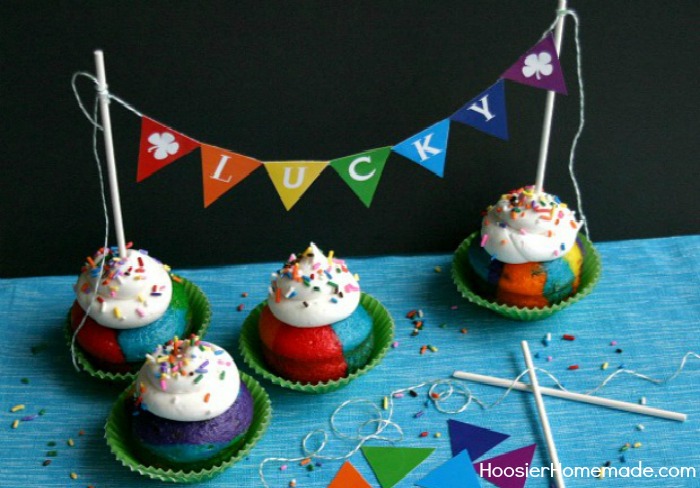 Rainbow Cupcakes with Printable Bunting