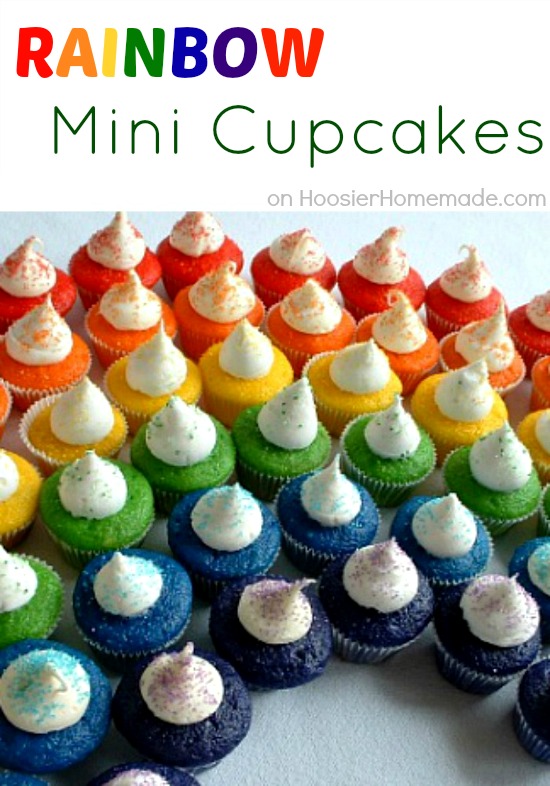 Mini Rainbow Cupcakes | Recipe & Instructions on HoosierHomemade.com