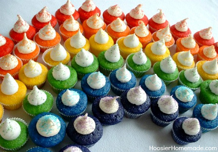 Mini Rainbow Cupcakes