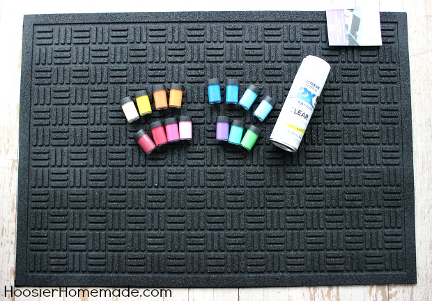 How to Paint a Recycled Rubber Outdoor Mat - Hoosier Homemade