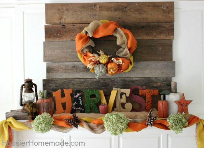 Create a show-stopping Fall Decoration with just a few supplies! Learn how to decorate this Fall Mantel with the step-by-step photos. Click on the Photo for all the details!