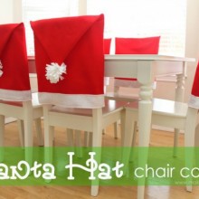 Make these adorable Santa Hat Chair Covers for your Christmas Table or give as a gift! Pin this to your Christmas Board!
