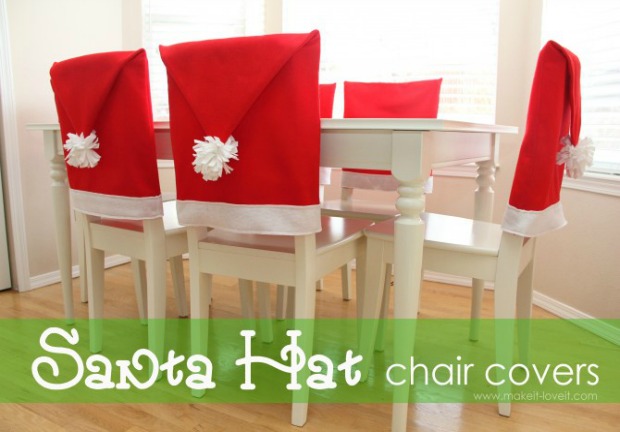 Make these adorable Santa Hat Chair Covers for your Christmas Table or give as a gift! Pin this to your Christmas Board!