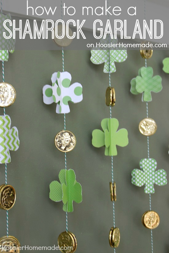 How to Make a Paper Shamrock Garland | Instructions on HoosierHomemade.com