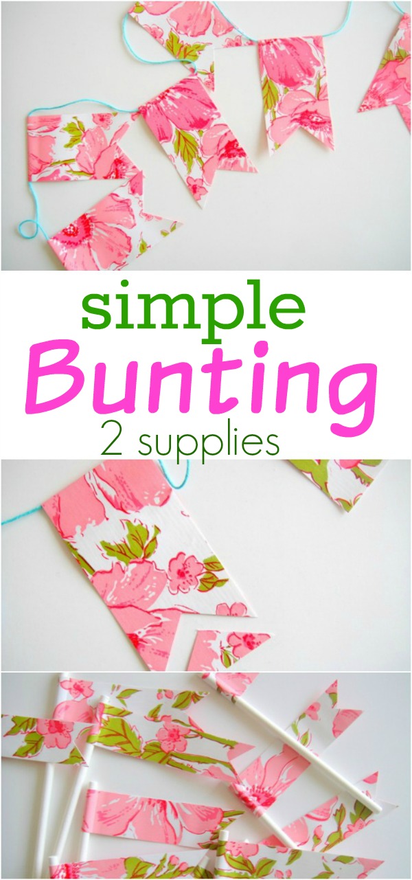 Make this Simple Bunting for a party decoration or to brighten any room in your home! Made with just 2 supplies, it's easy and inexpensive too! Be sure to save it by pinning to your Craft Board!