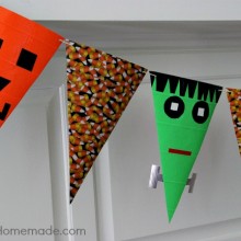 Simple Halloween Craft | Banner made with craft paper and Duck Tape | Instructions on HoosierHomemade.com
