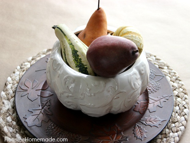 Fruit in centerpiece for Thanksgiving Table