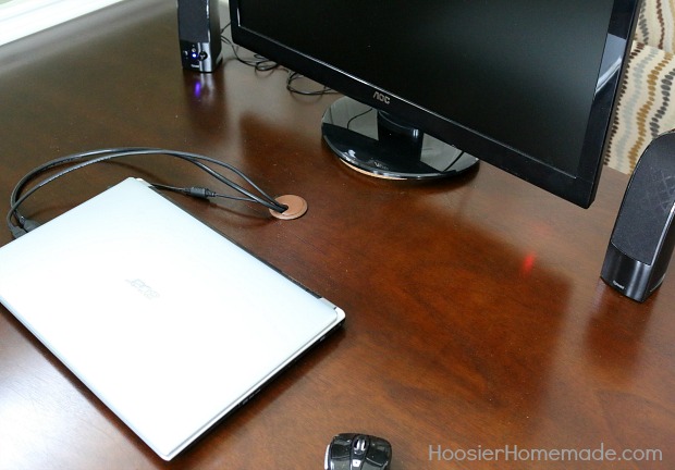 Organize cords on a desk