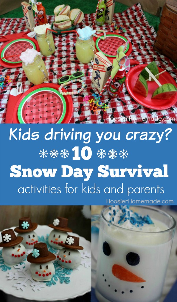 Stuck inside? Kids driving you crazy? Use our Snow Day Survivial Guide to help pass those long Winter days! Pin to your DIY Board!
