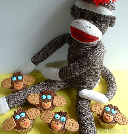 Sock Monkey Birthday Cake on Sock Monkey Birthday Cupcakes