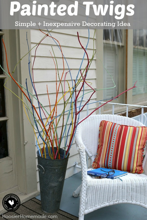 Transform twigs cut from your yard into a cool decoration! With just a bit of spray paint, you can have a stunning simple and inexpensive decoration! Be sure to save by pinning to your DIY Board!