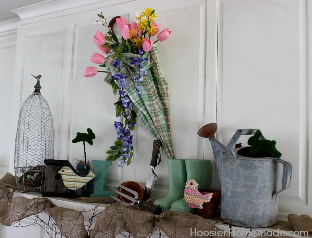 Spring Mantel Decorations from HoosierHomemade.com