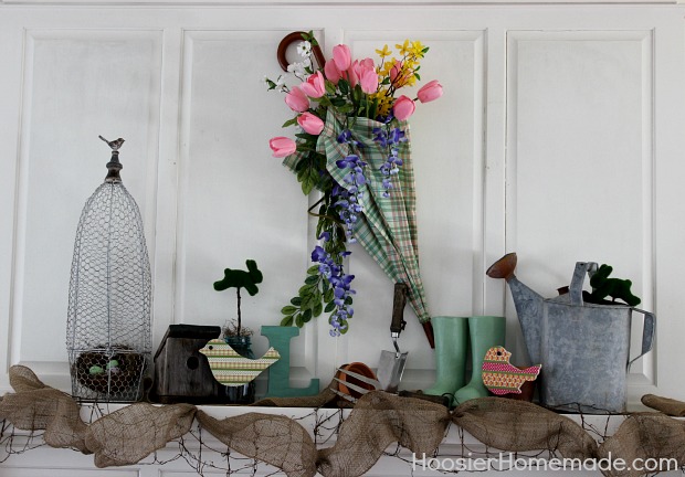 Spring Mantel Decorations from HoosierHomemade.com