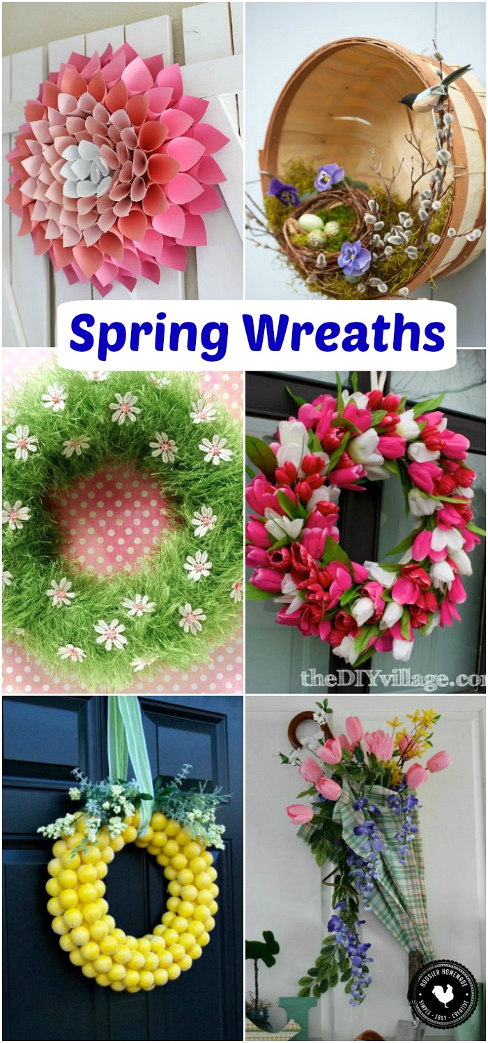 Brighten your home with one of these easy to make Spring Wreaths! 23 of your favorite Spring Decorating ideas! Be sure to save to your Decorating Board!