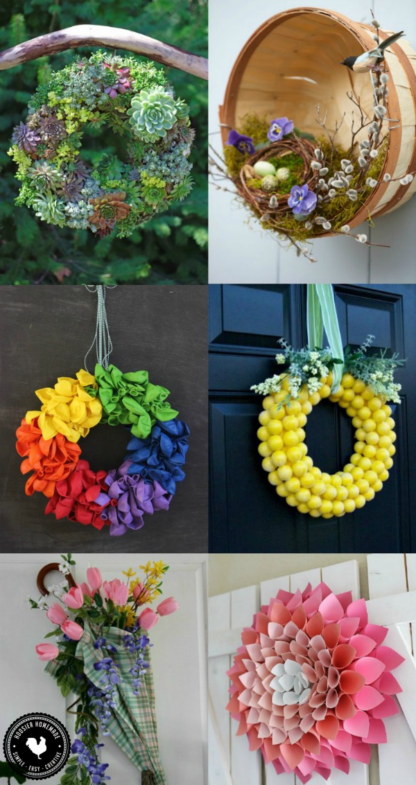 Brighten your home with one of these easy to make Spring Wreath Ideas! Spring Decorating never looked so good! 