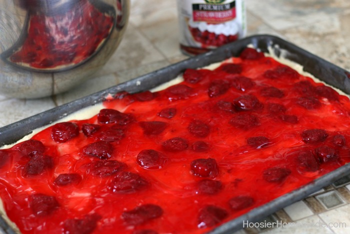 Add filling to Strawberry Cobbler Bars