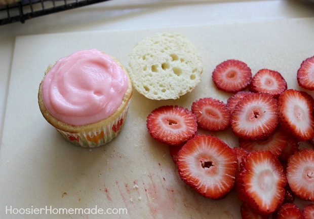 Strawberry Shortcake Cupcakes :: Recipe on HoosierHomemade.com