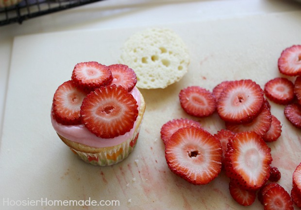 Strawberry Shortcake Cupcakes :: Recipe on HoosierHomemade.com