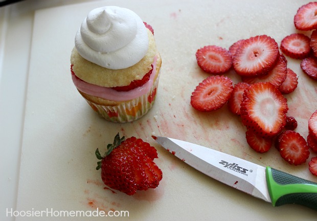 Strawberry Shortcake Cupcakes :: Recipe on HoosierHomemade.com