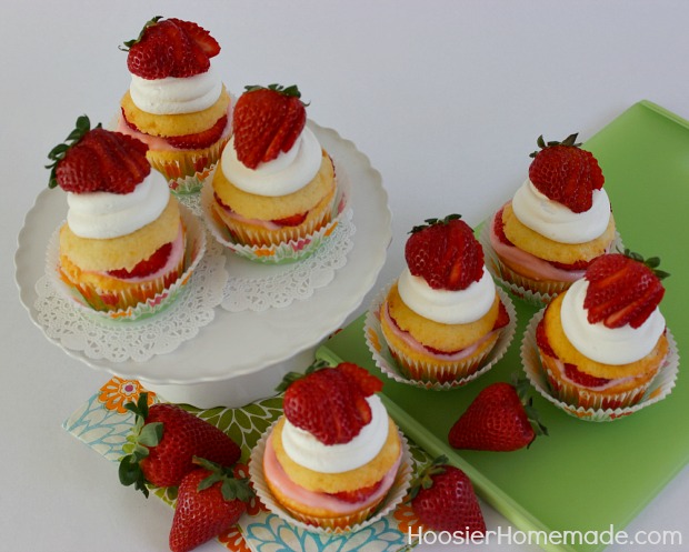 Strawberry Shortcake Cupcakes :: Recipe on HoosierHomemade.com