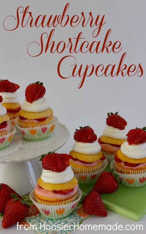 Strawberry Shortcake Cupcakes :: Recipe on HoosierHomemade.com