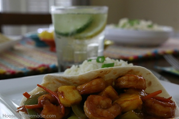 SWEET AND SOUR SHRIMP TACOS -- Dinner is FAST with these shrimp tacos! On the table in under 30 minutes! And the kids will love them too! 