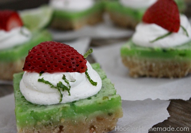 Tangy Lime Bars :: Recipe on HoosierHomemade.com