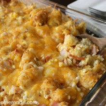 Breakfast, Lunch or Dinner - this Tater Tot Breakfast Casserole will fill your belly! Great make ahead casserole and perfect for the holidays! Pin this to your Recipe Board!