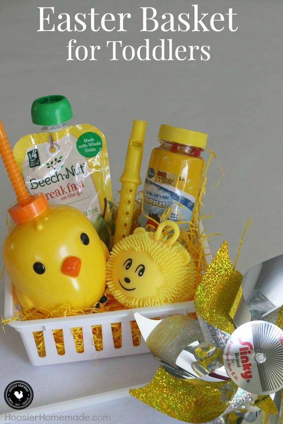 Fill a small Themed Easter Basket for toddlers! Perfect for friends, babysitters to give or take to church. Pin to your Easter Board!