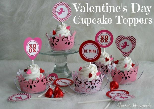 Valentine's Day Cupcake Toppers :: HoosierHomemade.com