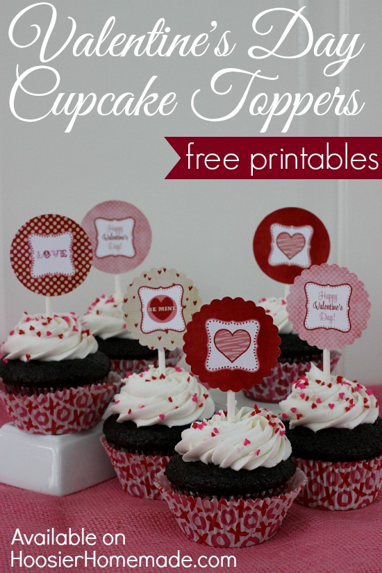 FREE Printable Valentine's Day Cupcake Toppers | Available on HoosierHomemade.com