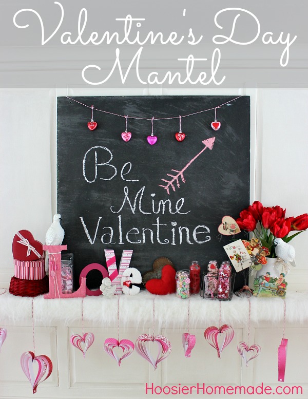 Valentine's Day Mantel on HoosierHomemade.com