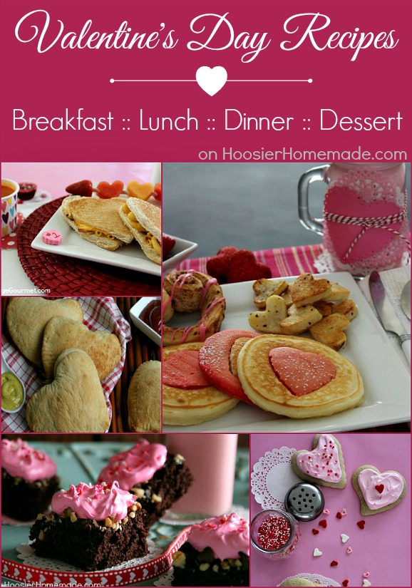 Valentine's Day Recipes - Breakfast, Lunch for Kids, Dinner for Kids, Dinner for your Sweetie and LOTS of dessert ideas too! Pin to your Recipe Board!