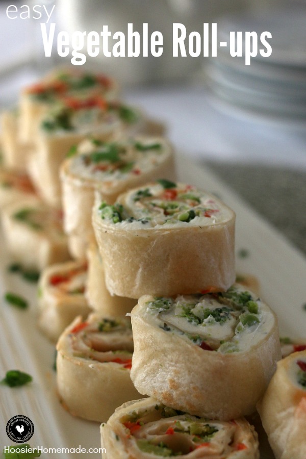 These easy to make Vegetable Roll Ups are always a hit! Whip up a batch to take to a party, enjoy during a football game or watching a movie! They make a great Party Appetizer too! 