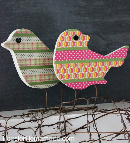 Washi Tape Wooden Birds :: Spring Craft on HoosierHomemade.com