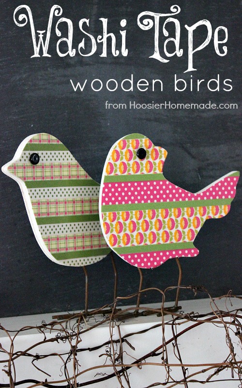 Washi Tape Wooden Birds :: Spring Craft on HoosierHomemade.com