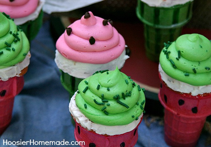 Watermelon Cupcake Cones