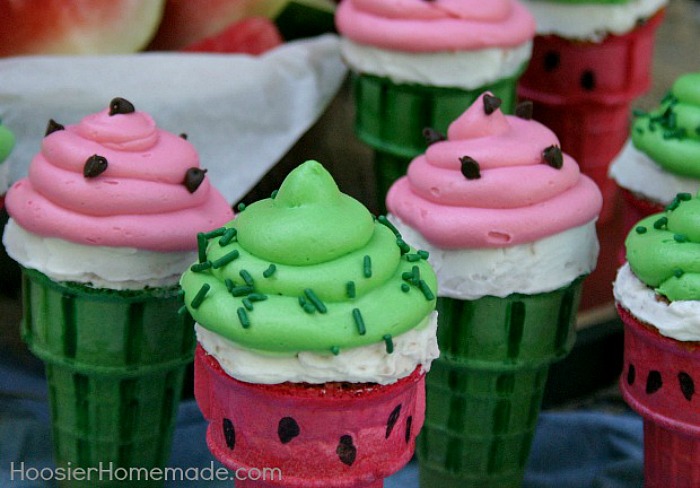Watermelon Cupcake Cones