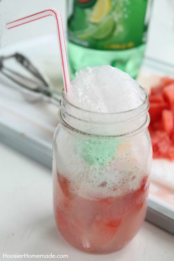 Cool and refreshing! With just 3 ingredients you can make these Watermelon Sherbet Floats! Click on the Photo for the Recipe!
