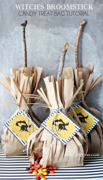 Witch Broomstick candy treat bag