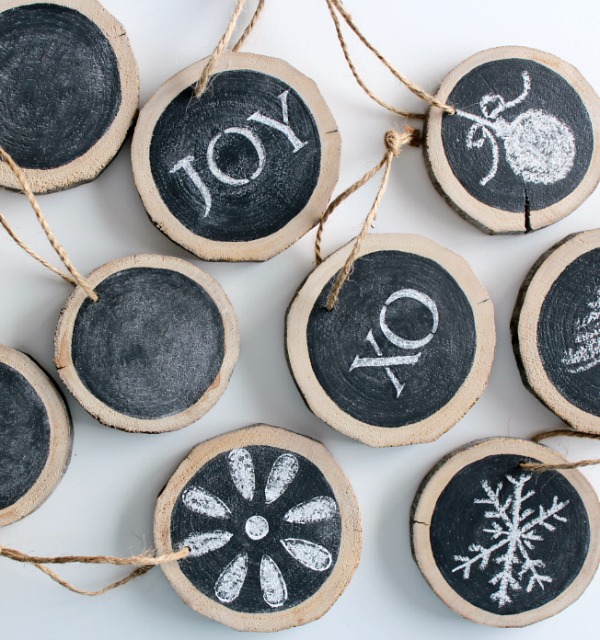 Wood Slice Chalkboard Ornaments