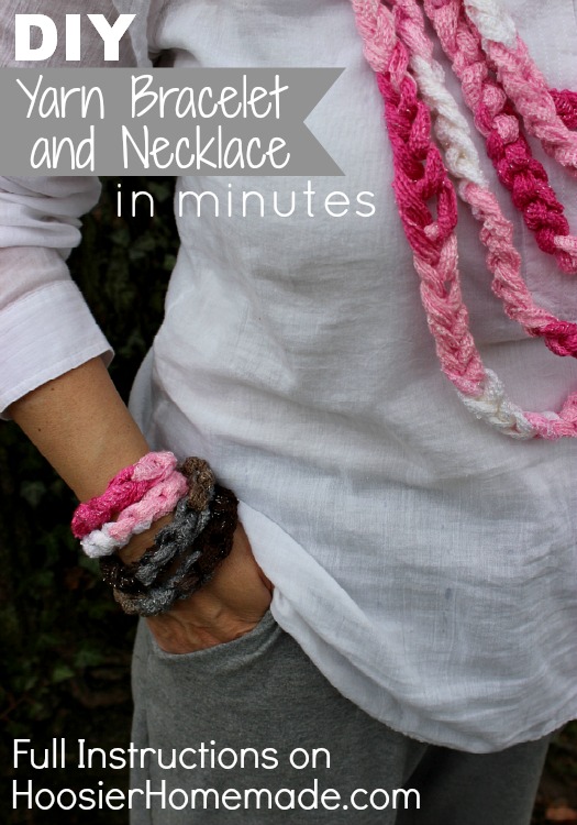 DIY Craft: Yarn Bracelet & Necklace in Minutes :: Instructions on HoosierHomemade.com