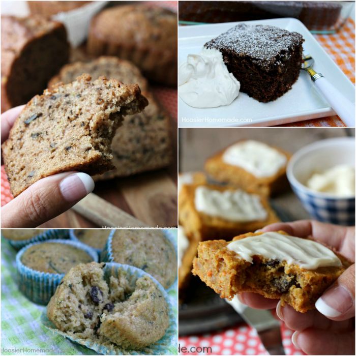 Try one of these Zucchini Recipes - The BEST ever Zucchini Bread, Chocolate Zucchini Cake, Zucchini Carrot Bars and Zucchini Raisin Muffins...YUM! Click on the Photo for the Recipes!
