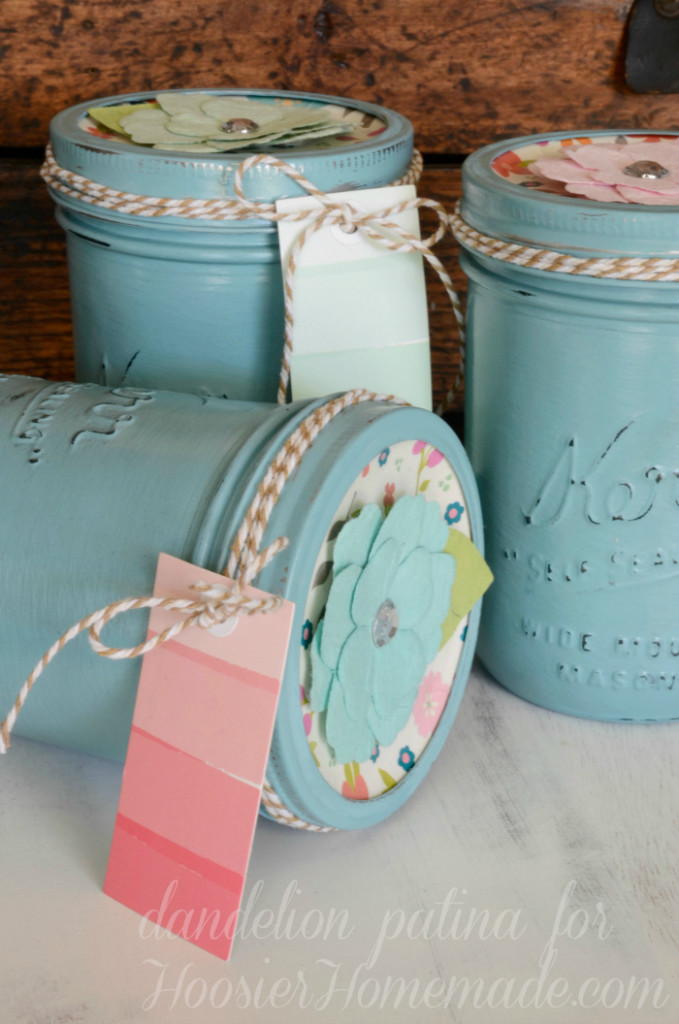 Perfect for Mother's Day, Teacher's Appreciation Gifts, Birthday Gifts and much more! These Embellished Chalk Paint Mason Jars are easy to make and take just a few supplies! Be sure to save them by pinning to your Craft Board!