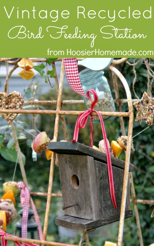Vintage Recycled Bird Feeding Station :: HoosierHomemade.com