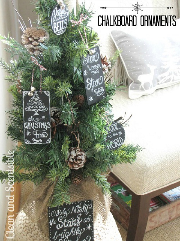Chalkboard Christmas Ornaments : 100 Days of Homemade Holiday Inspiration on HoosierHomemade.com