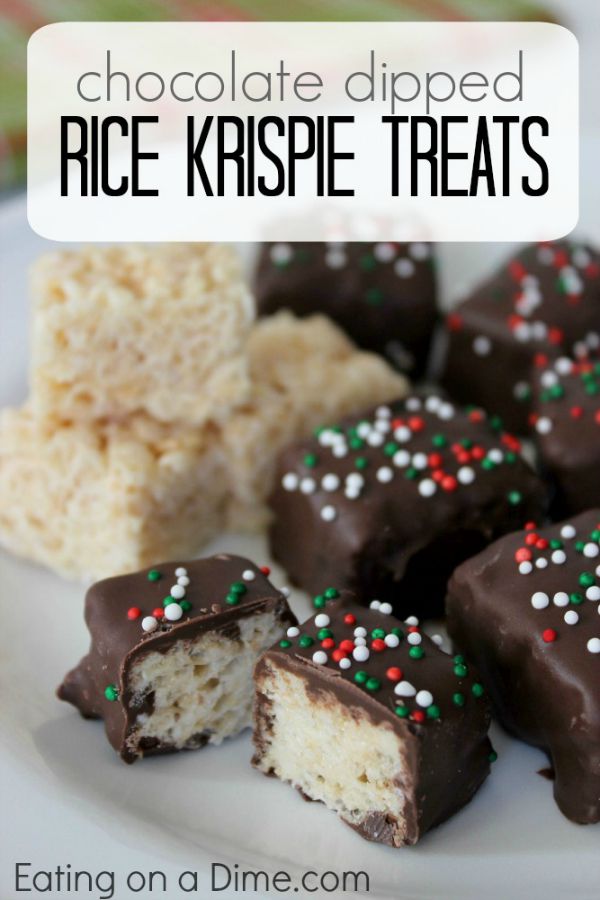 Perfect for your Christmas cookie exchange trays, Holiday Parties and more! These Chocolate Dipped Rice Krispie Treats takes a traditional treat to a new level! Visit our 100 Days of Homemade Holiday Inspiration for more recipes, decorating ideas, crafts, homemade gift ideas and much more!
