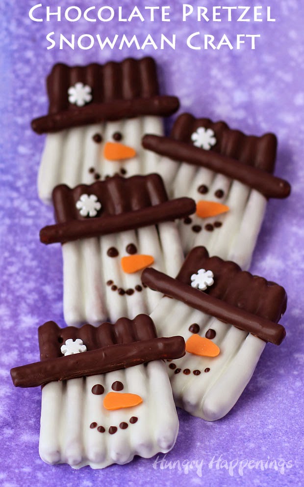 SNOWMAN PRETZEL TREATS -- 100 Days of Homemade Holiday Inspiration