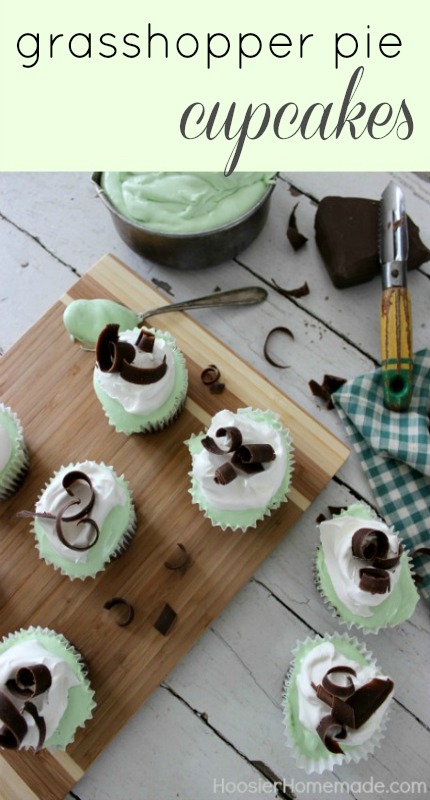 Grasshopper Pie Cupcakes :: Recipe on HoosierHomemade.com